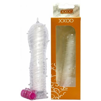 XXOO Titreşimli Tırtıklı Şeffaf Penis Kılıfı -Turuncu
