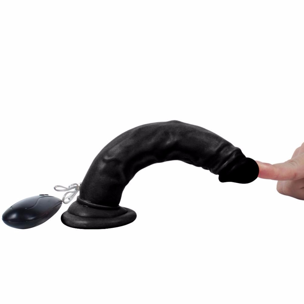 Dildo Series Siyah 19 Cm 10 Modlu Anal ve Vajinal Kullanılabilen Realistik Penis