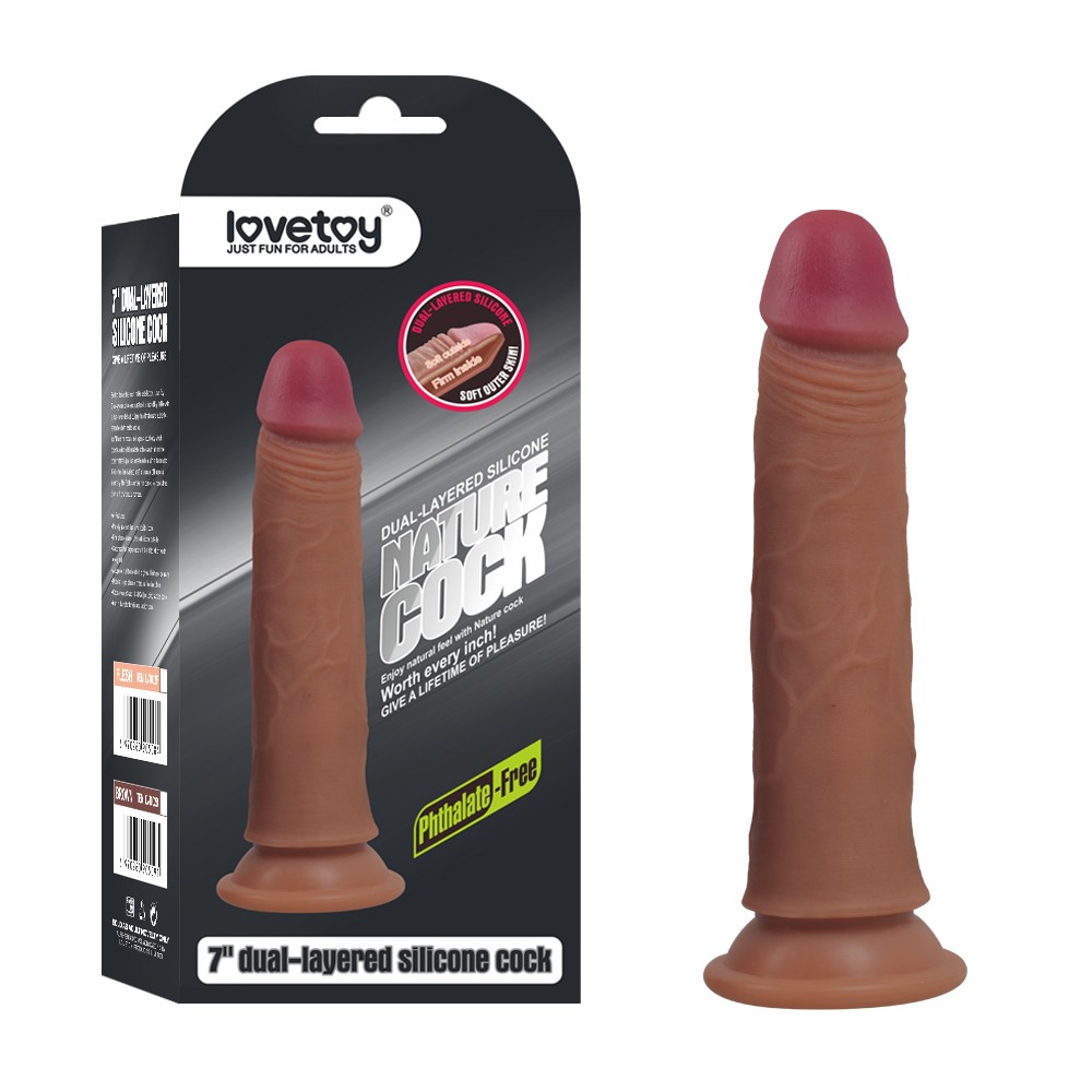 Lovetoy Nature Cock Serisi Özel Çift Dokulu 18 cm Esmer Realistik Penis