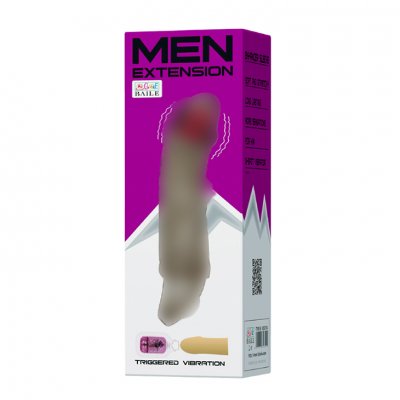 Titreşimli 5 cm Dolgulu Uzatmalı Transparan Siyah Penis Kılıfı
