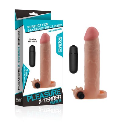 X-TENDER Realistik Titreşimli Uzatmalı Penis Kılıfı-LV1065F