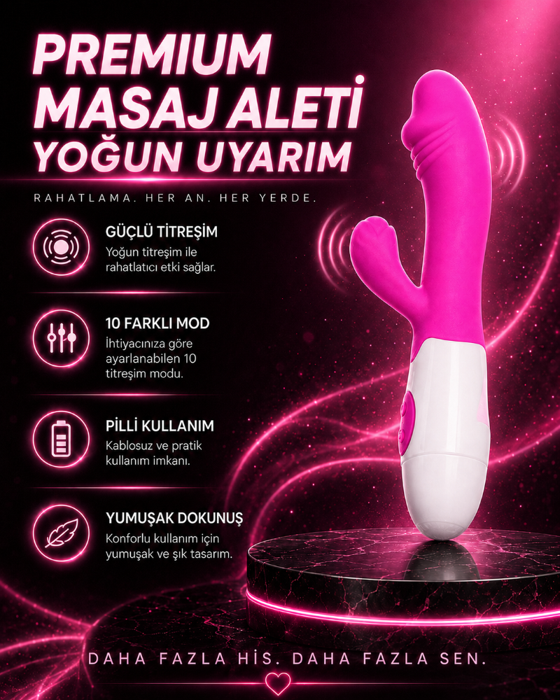 10 Modlu Özel Klitoris ve Rabit Titreşimli Vibratör