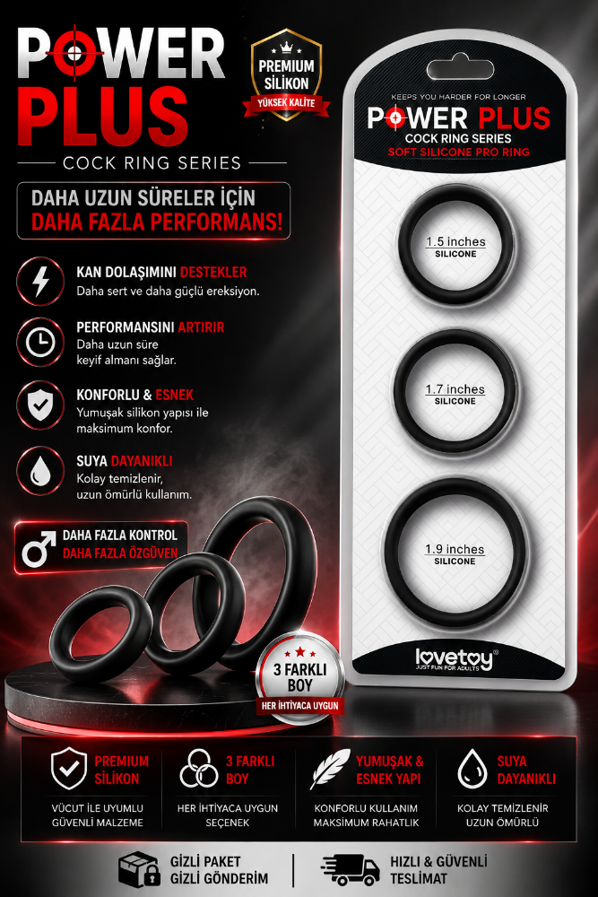 3 Farklı Boyutta Extra Esnek Silikon Penis Halkası