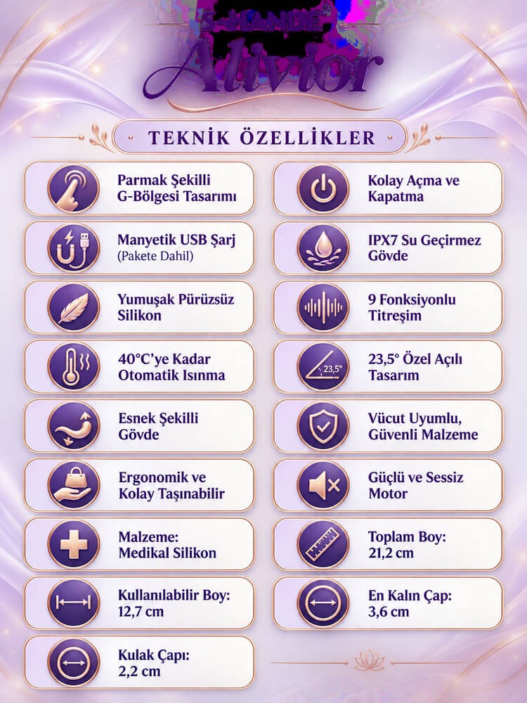 Alivior Güçlü Titreşimli G-Bölgesi ve Klitoris Özel Isıtmalı Vibratör