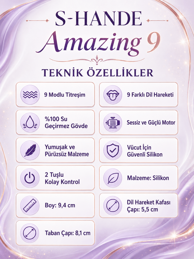 Amazing 9 Modlu Titreşimli & 9 Fonksiyonlu Dil Hareketli Vibratör