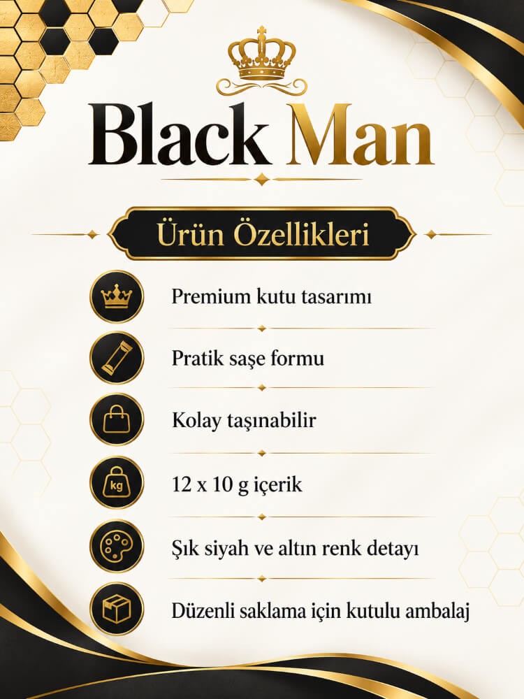 Black Man Royal Honey 12x10 Gr Erkeklere Özel Bal 3'lü Set