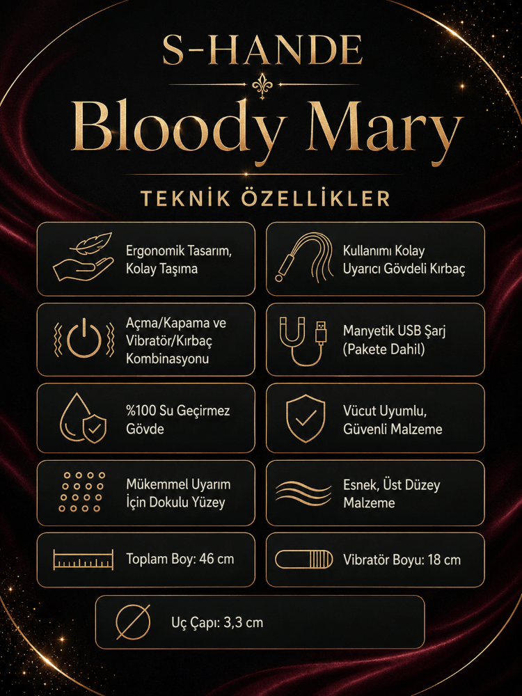 Bloody Mary Kırbaç&Güçlü Titreşimli Şarjlı Vibratör