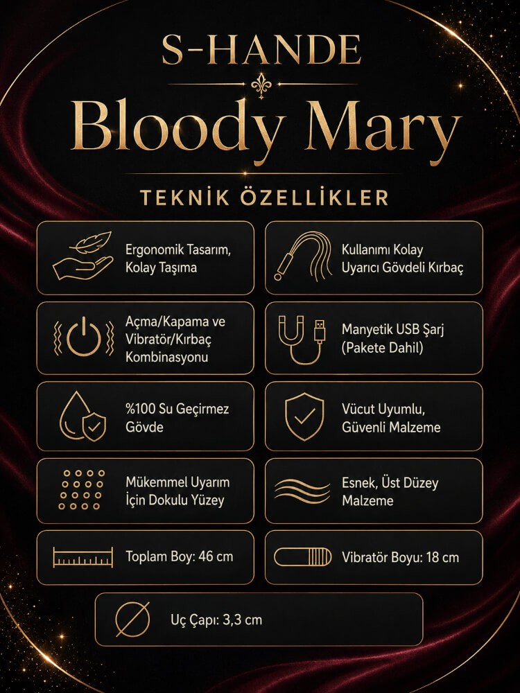 Bloody Mary Kırbaç&Güçlü Titreşimli Şarjlı Vibratör