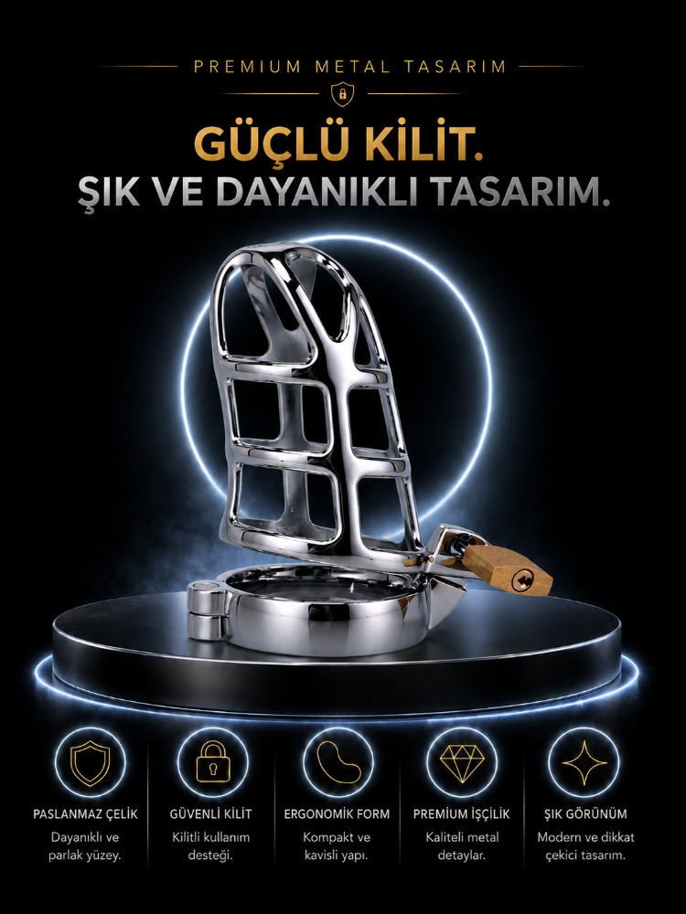 Bonilove Metal Chastity Cage Fetiş Kilitli Penis Kafesi