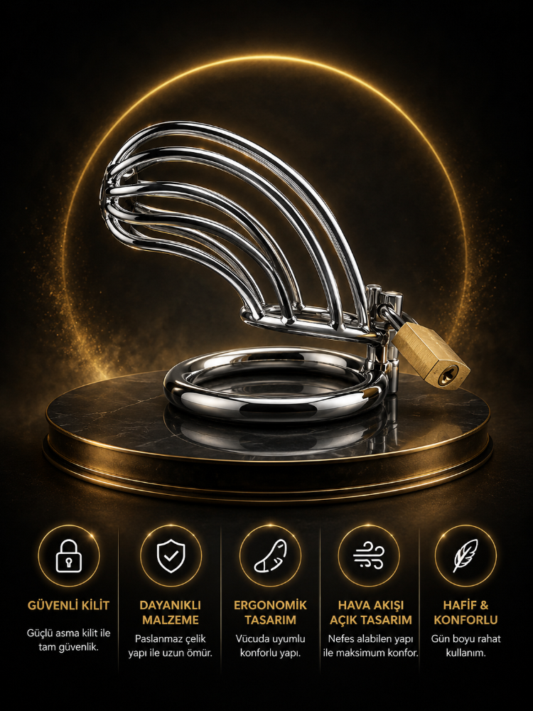 Bonilove Metal Chastity Cage Fetiş Kilitli Penis Kafesi