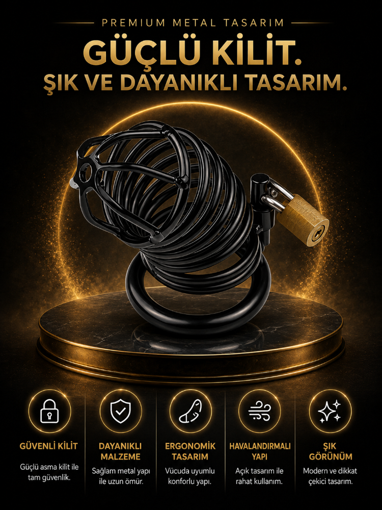 Bonilove Metal Chastity Cage Fetiş Kilitli Penis Kafesi