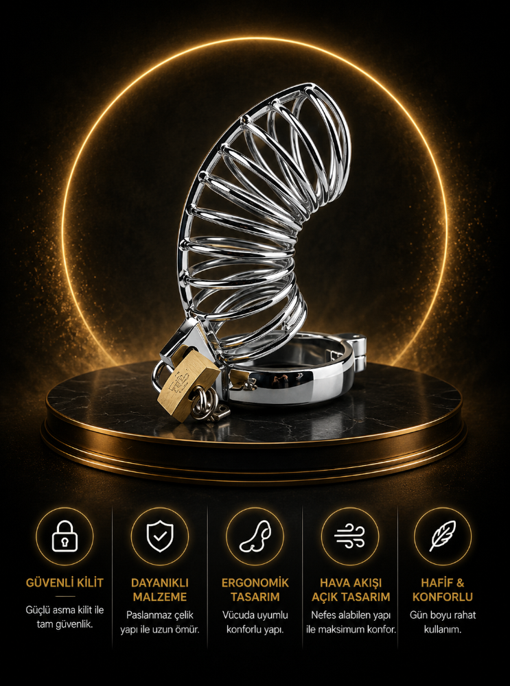 Bonilove Metal Chastity Cage Fetiş Kilitli Penis Kafesi