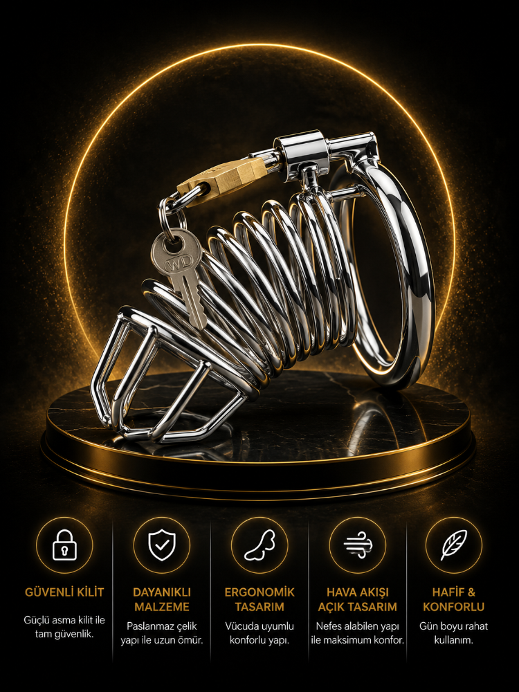 Bonilove Metal Chastity Cage Fetiş Kilitli Penis Kafesi