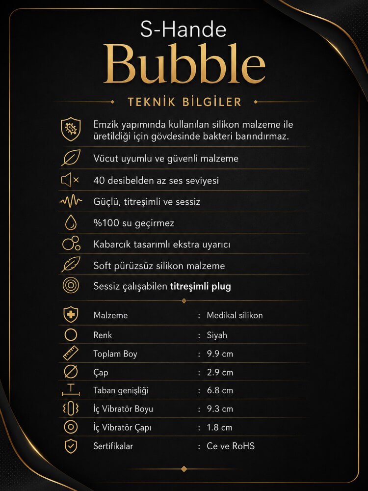 Bubble Kabarcık Desenli Titreşimli Silikon Anal Plug