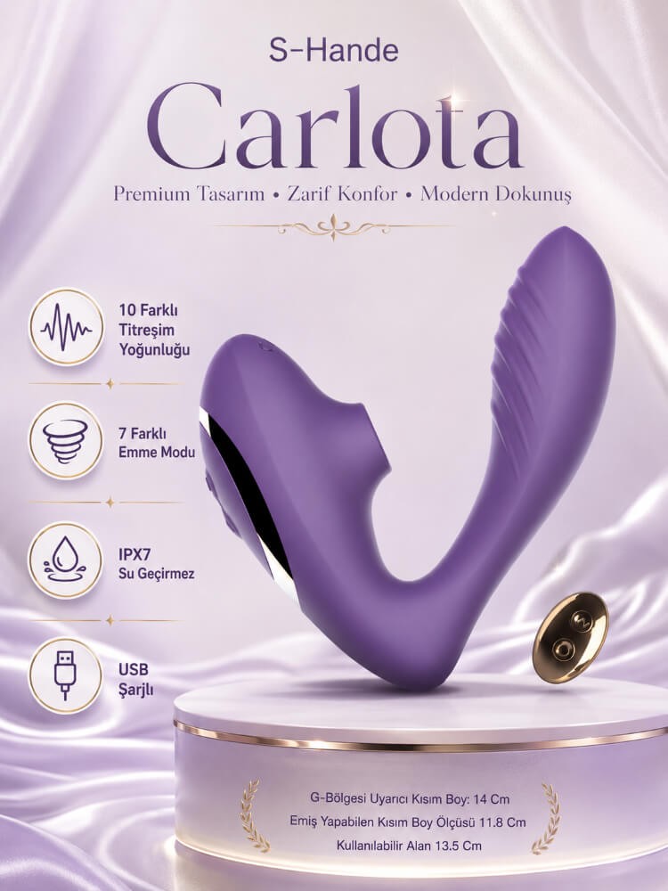 Carlota 10 Modlu Titreşimli & 10 Modlu Emiş Yapabilen Şarjlı Vibratör