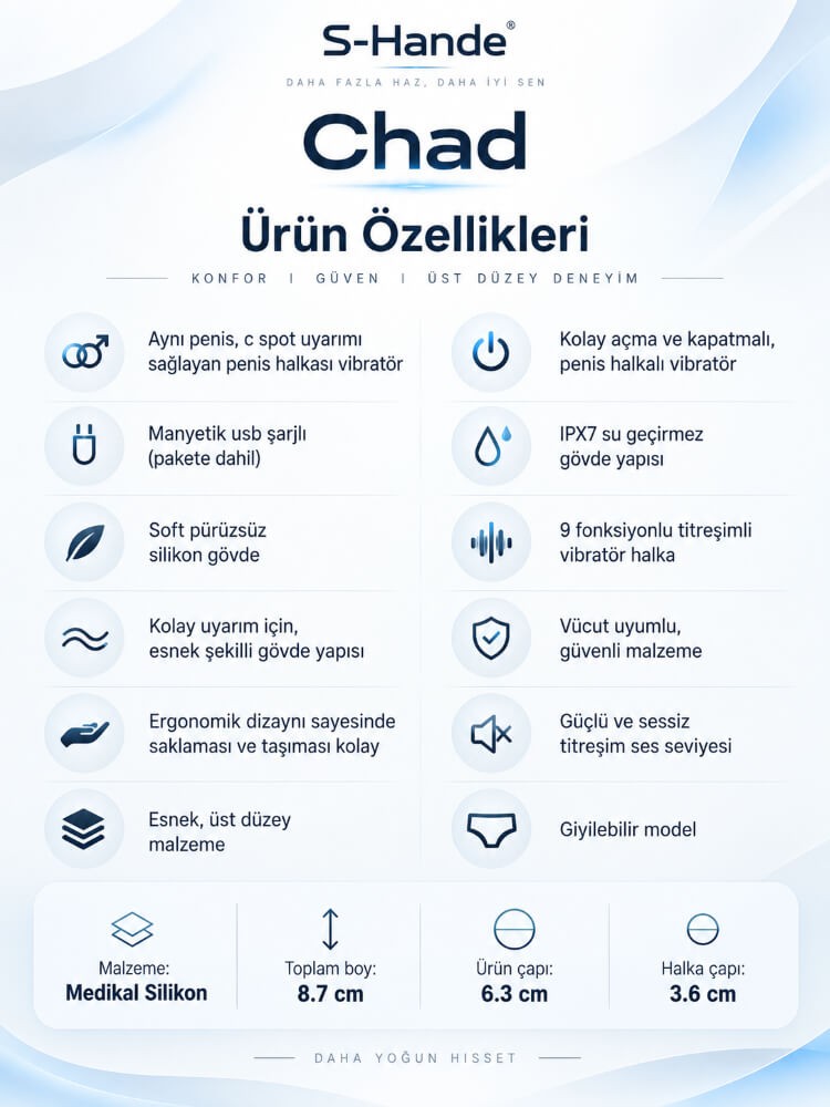 Chad 9 Modlu Titreşimli Kumandalı Testis ve Penis Halkası 