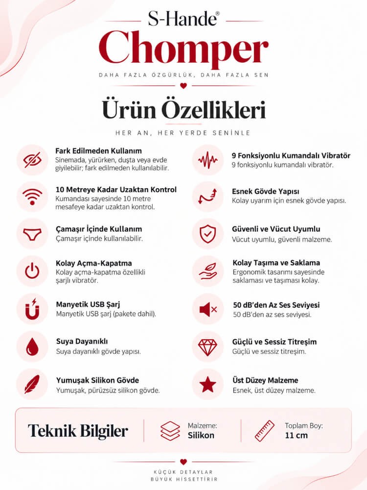 Chomper Kumandalı Giyilebilir Çamaşır İçi Kumandalı Titreşimli Vibratör