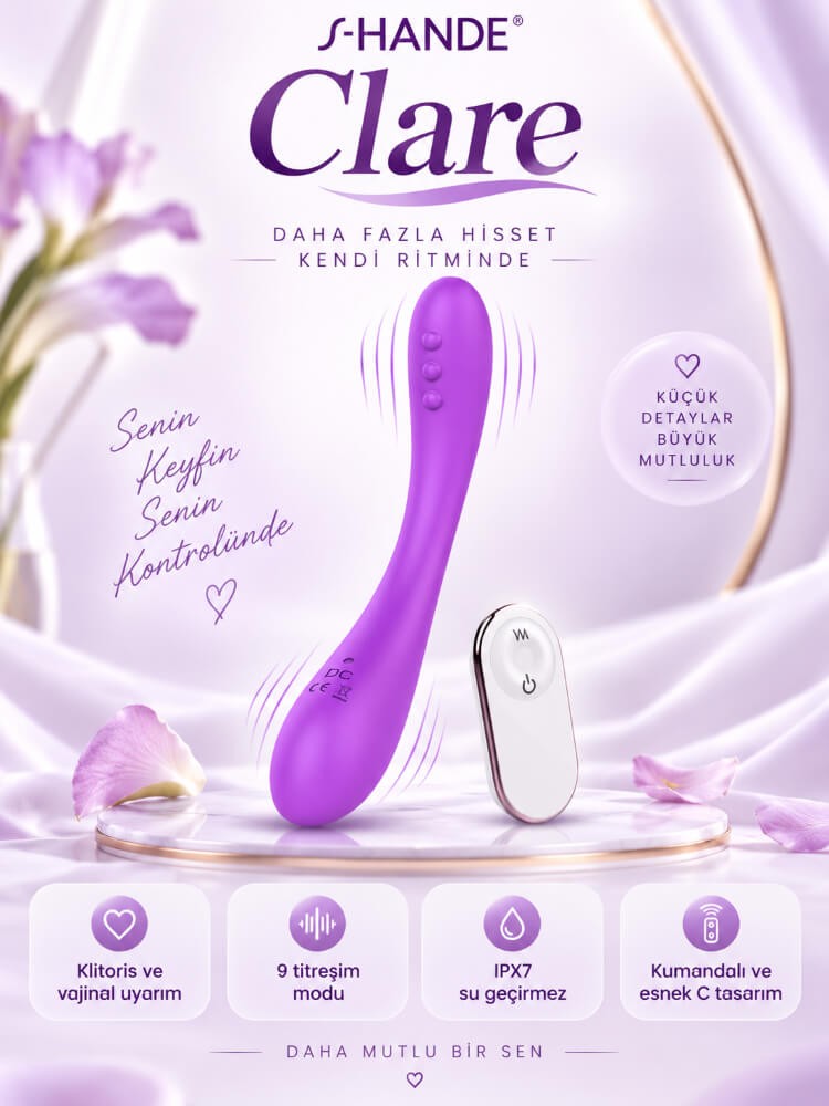 Clare Kıkırdaklı Şekli Verilebilir Kumandalı Şarjlı Vibratör