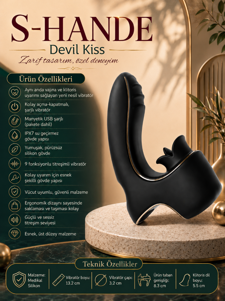 Devils Kiss 9 Modlu Titreşimli ve Dil  Parmak Vibratör