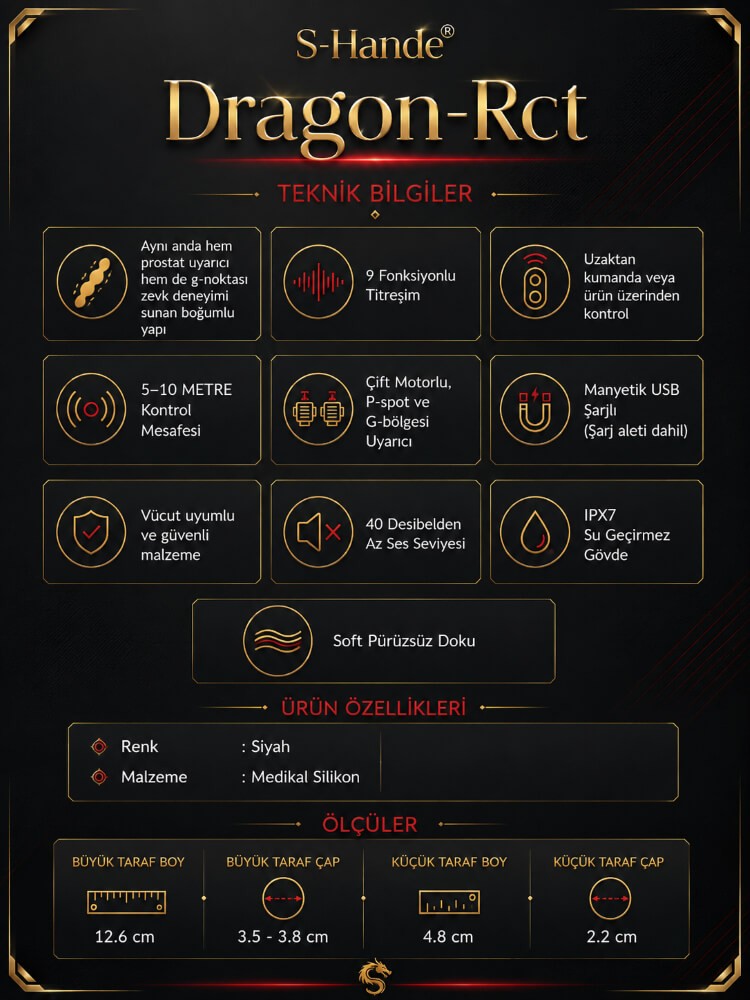 Dragon-Rct Kumandalı 9 Fonksiyonlu Titreşimli Şarjlı Double Vibratör