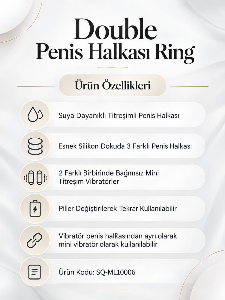 Esnek Silikon Yapılı Çok Güçlü Titreşimli Double Penis Halkası Ring