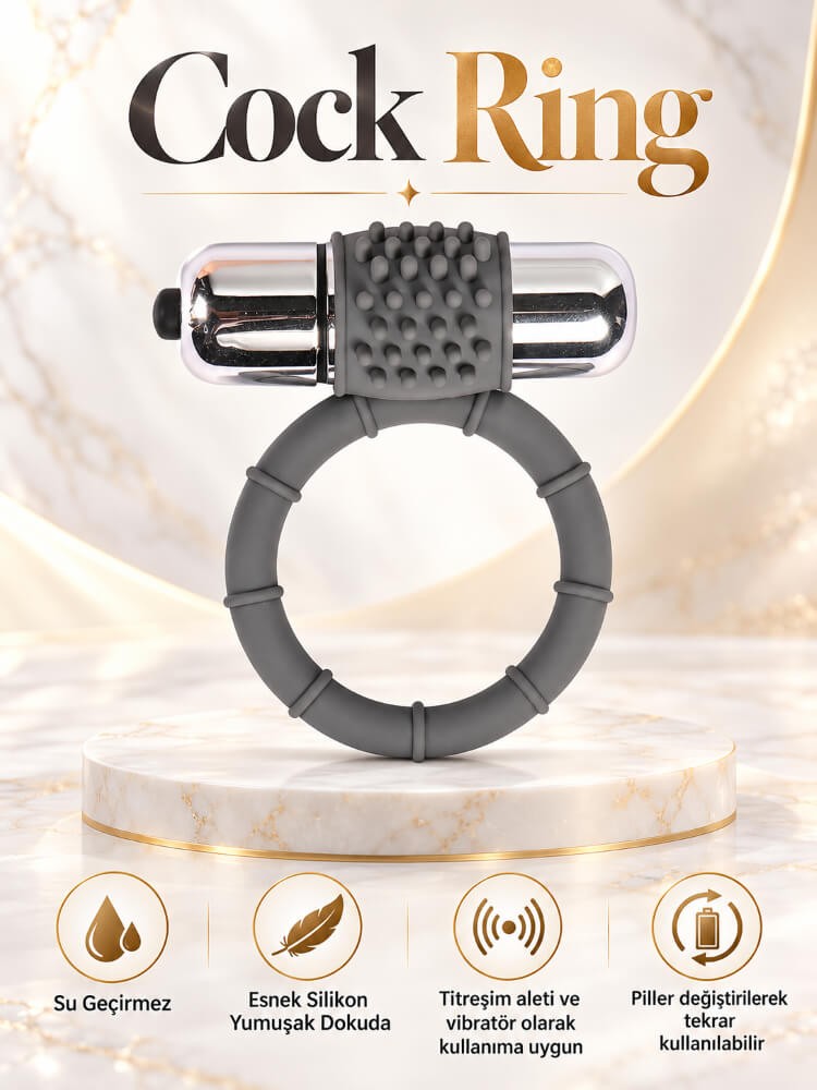 Esnek Silikon Yapılı Güçlü Titreşimli Penis Halkası Cock Ring