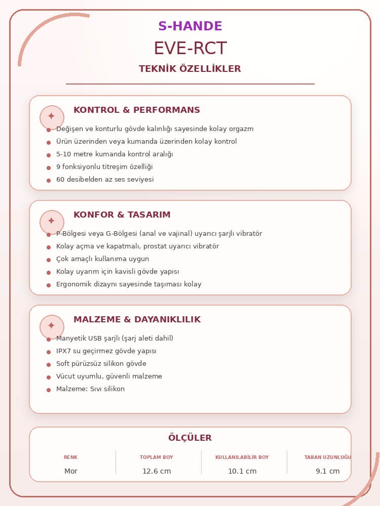 Eve-Rct Oynar Başlı 9 Modlu Titreşimli G-Bölgesi Uyarıcı Kumandalı Vibratör