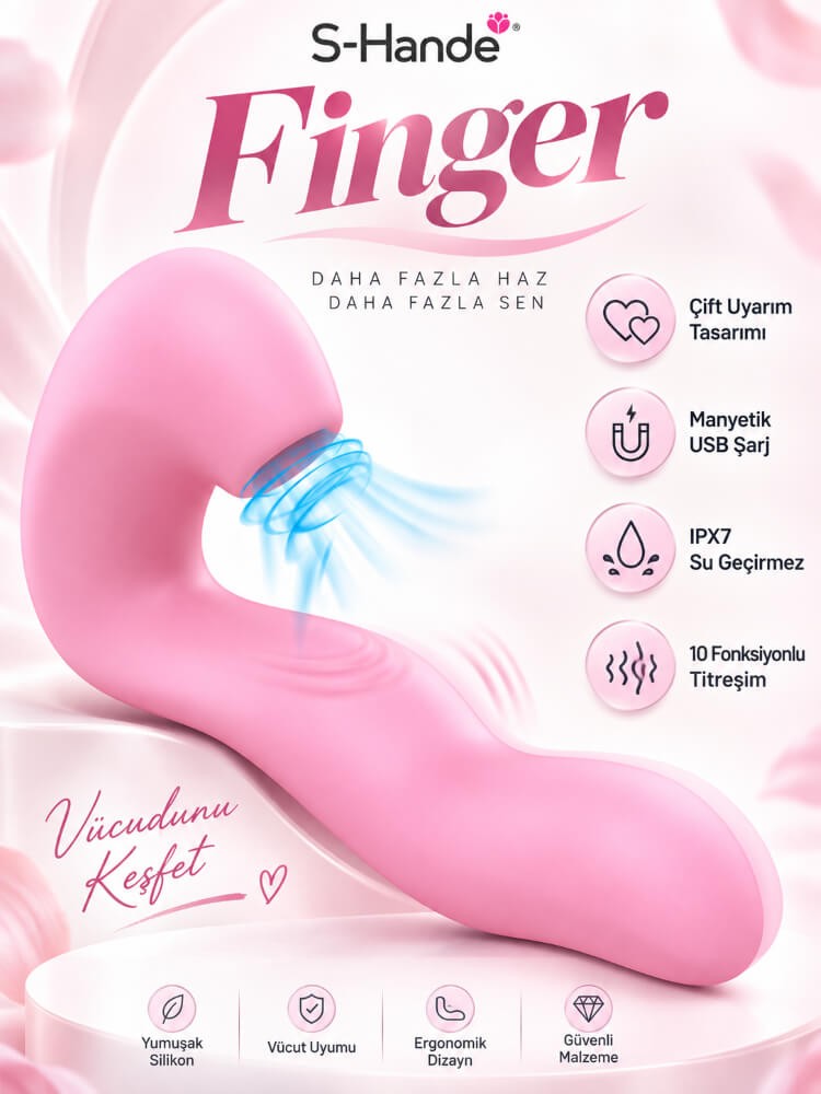 Finger 10 Modlu Titreşimli & 5 Emiş Modlu G-Bölgesi Klitoris Uyarıcı vibratör