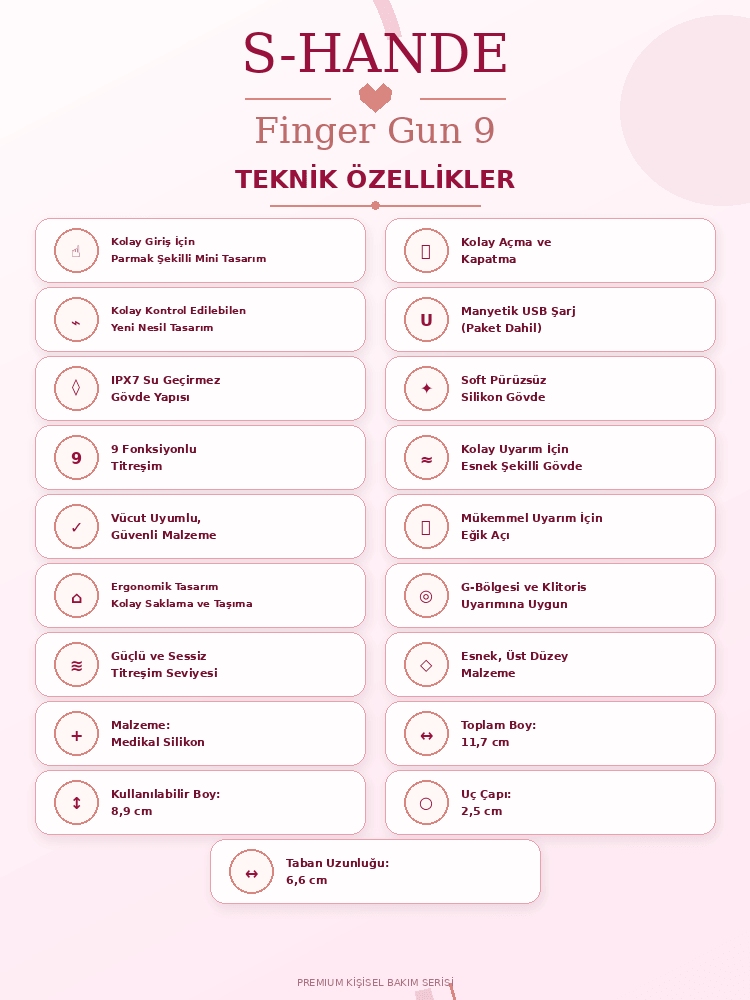 Finger Gun 9 Modlu Titreşimli Çift Bölge Temaslı Parmak Vibratör