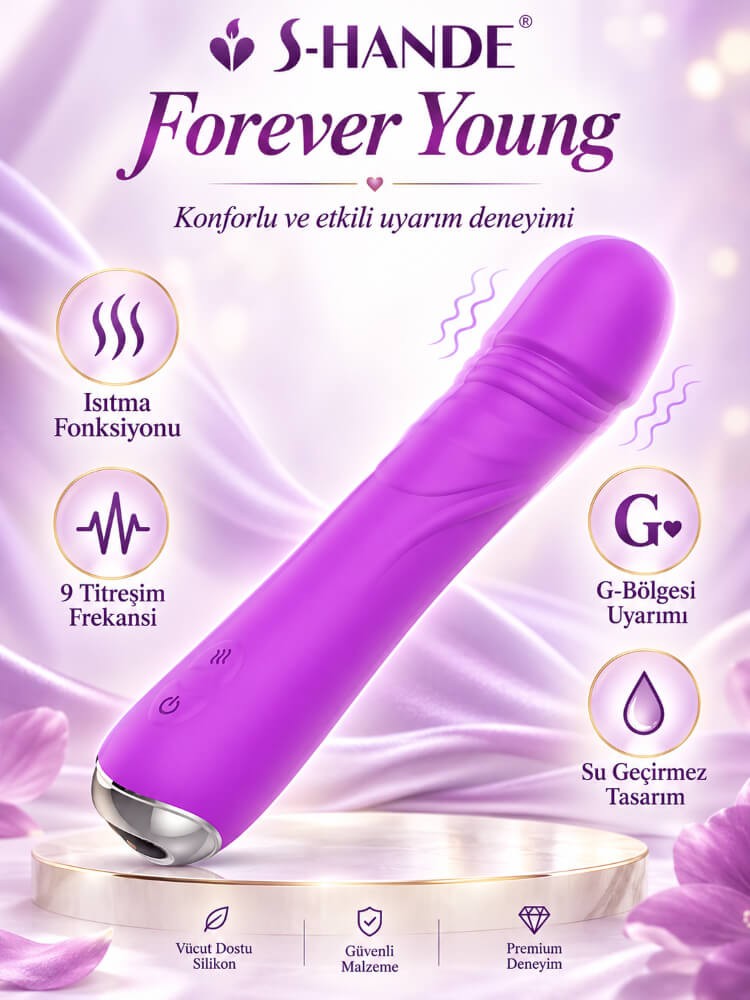 Forever Young Pembe 9 Modlu Titreşimli Isınabilen G-Bölgesi Uyarıcı Vibratör Dildo