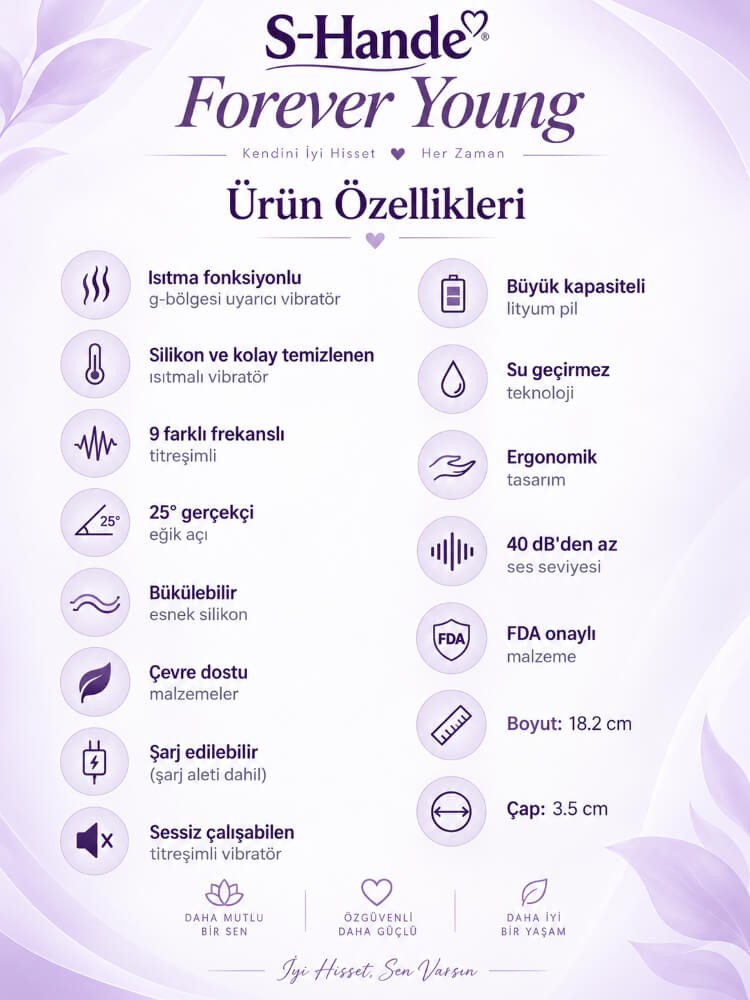 Forever Young Pembe 9 Modlu Titreşimli Isınabilen G-Bölgesi Uyarıcı Vibratör Dildo