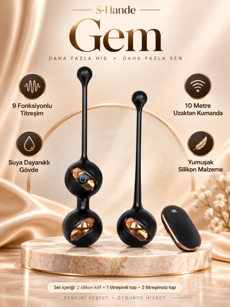 Gem 9 Modlu Titreşimli Kumandalı Su Geçimez Şarjlı Kegel Egzzersiz Top Seti