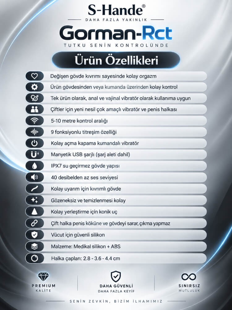 Gorman-Rct Kumandalı Penis Halkası ve Anal Vibratör