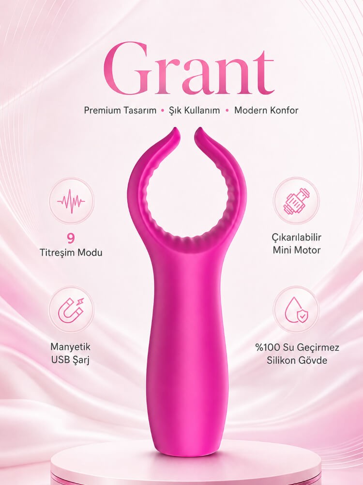 Grant 9 Fonksiyonlu Titreşimli Şarjlı Su Geçirmez Masaj Vibratörü