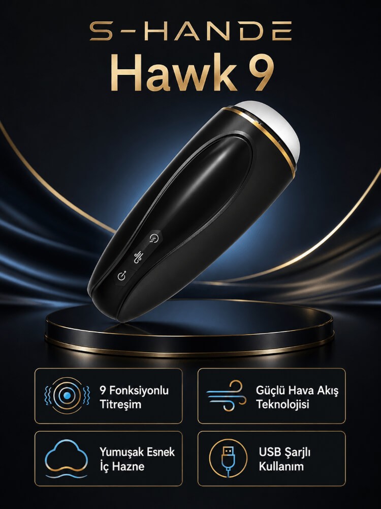 Hawk 9 Fonksiyonlu Titreşimli ve 5 Farklı Emiş Modlu Şarjlı Vajina Mastürbatör