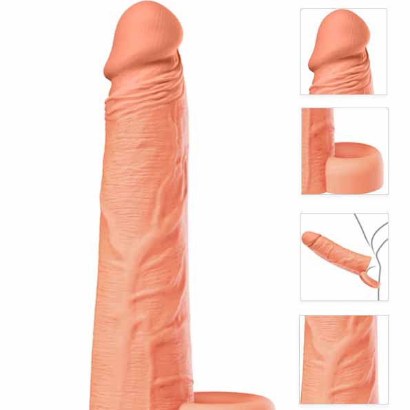 Inferno Halkalı 20 Cm Liquid Silicone Gerçekçi Penis Kılıfı