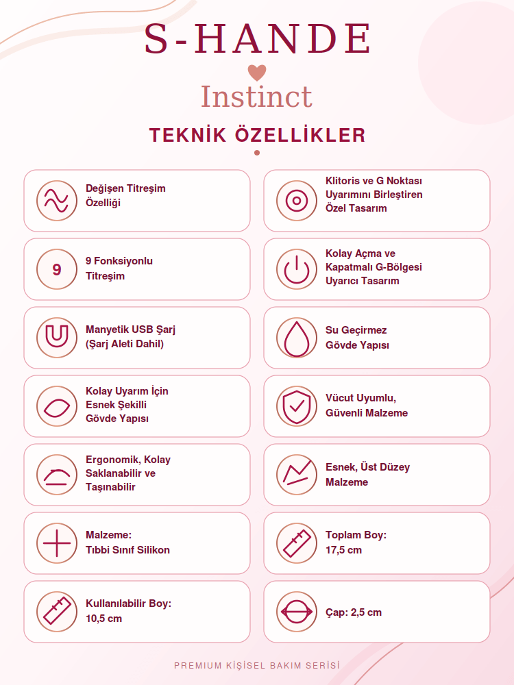 Instinct 9 Fonksiyonlu Titreşimli G-Bölgesi ve Klitoris Esnek Vibratör