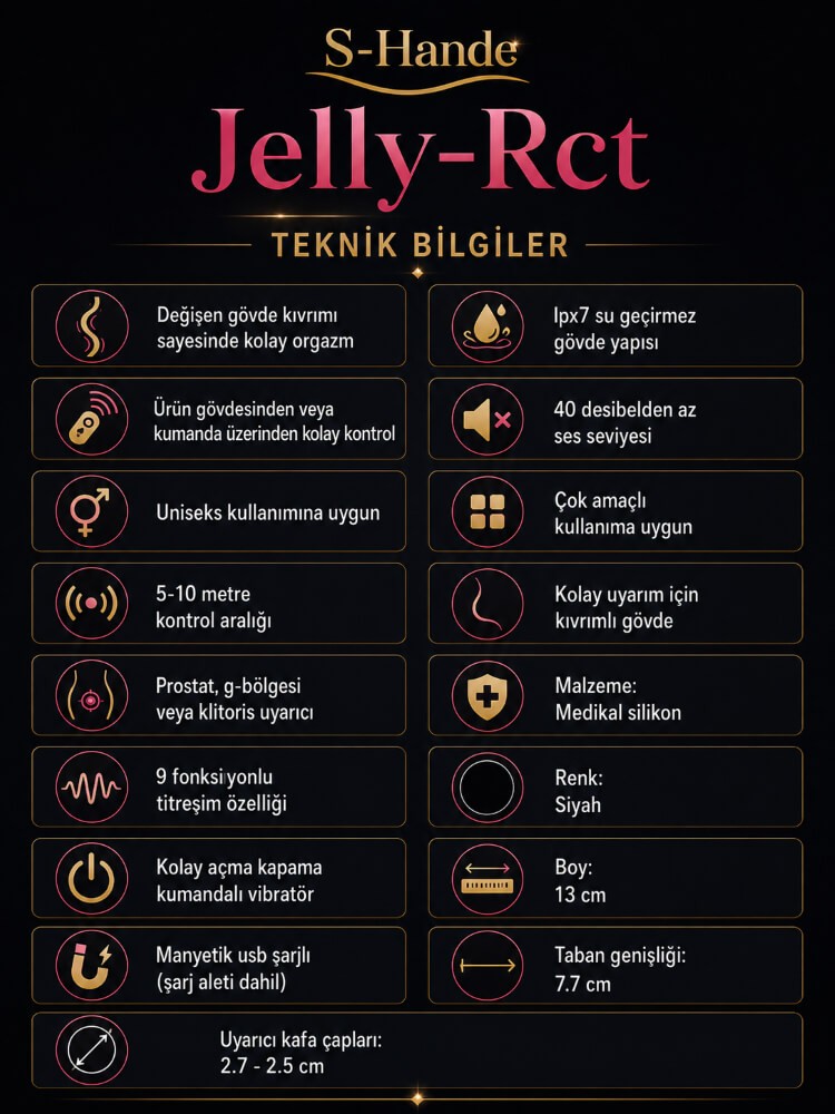 Jelly-Rct 9 Fonksiyonlu Titreşimli Anal ve Vajinal Kumandalı Titreşimli Vibratör