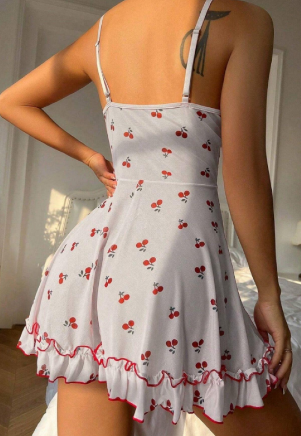 Kadın Siyah Dantel Transparan Fantezi Babydoll Gecelik Derin V Yaka Tül Detaylı Seksi İç Giyim