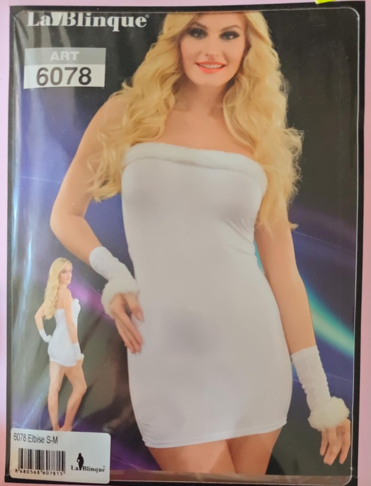 La Blinque Beyaz Straplez Mini Elbise Eldivenli