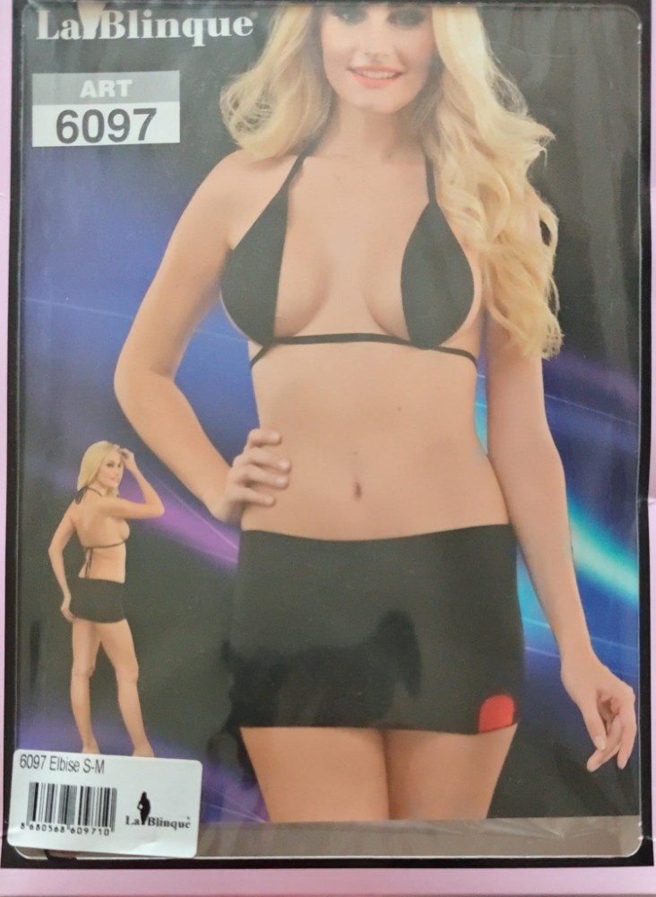 La Blinque Siyah Boyundan Bağlamalı Mini Elbise