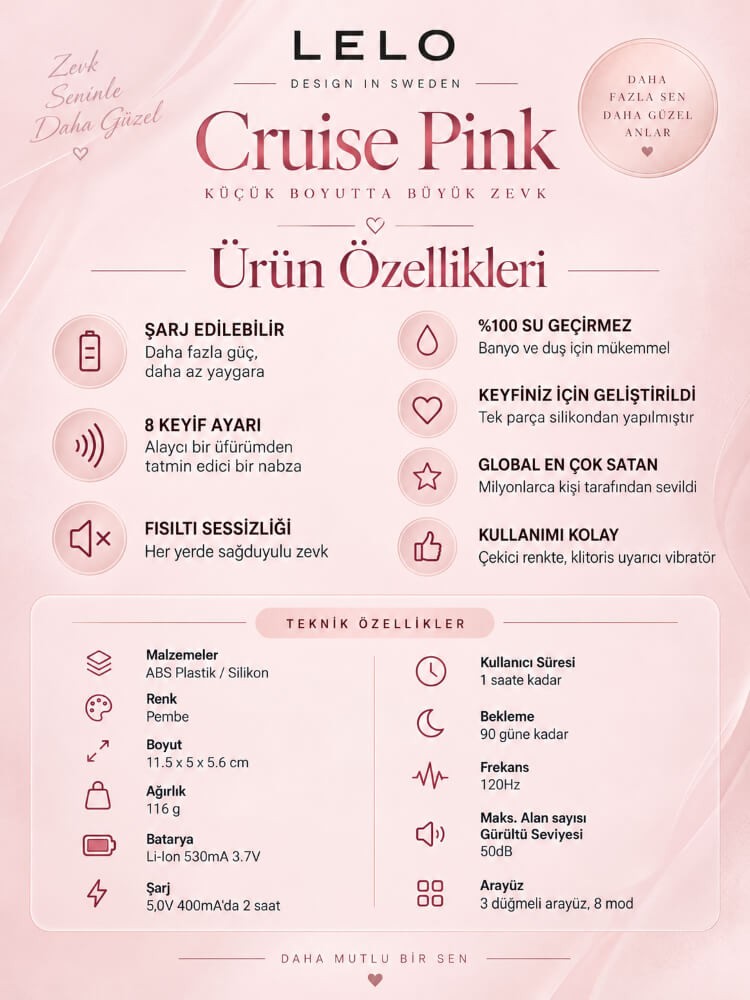 Lelo Cruise Pink Klitoris Uyarıcı Masaj Vibratörü