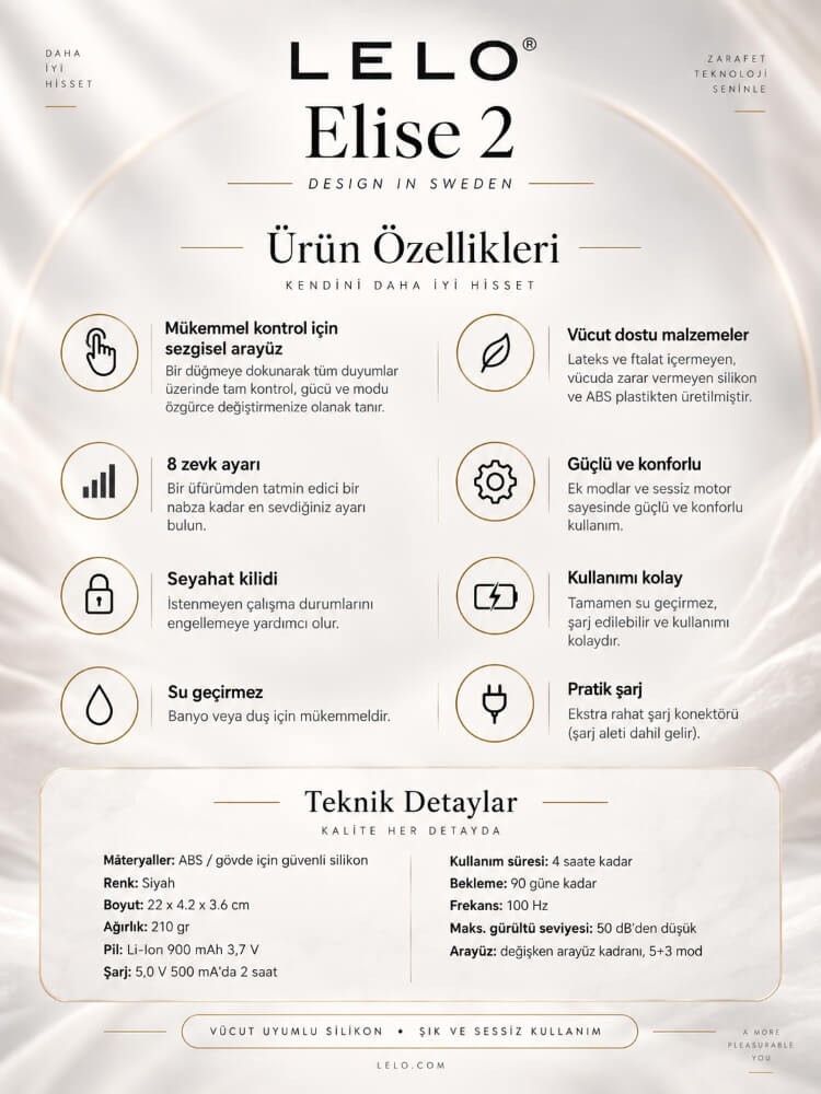Lelo Elise 2 Black G-Bölgesi Özel Lüks Vibratör