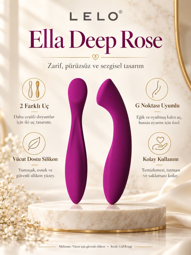Lelo Ella Deep Rose G-Bölgesi Özel Titreşimsiz Dildo Vibratör