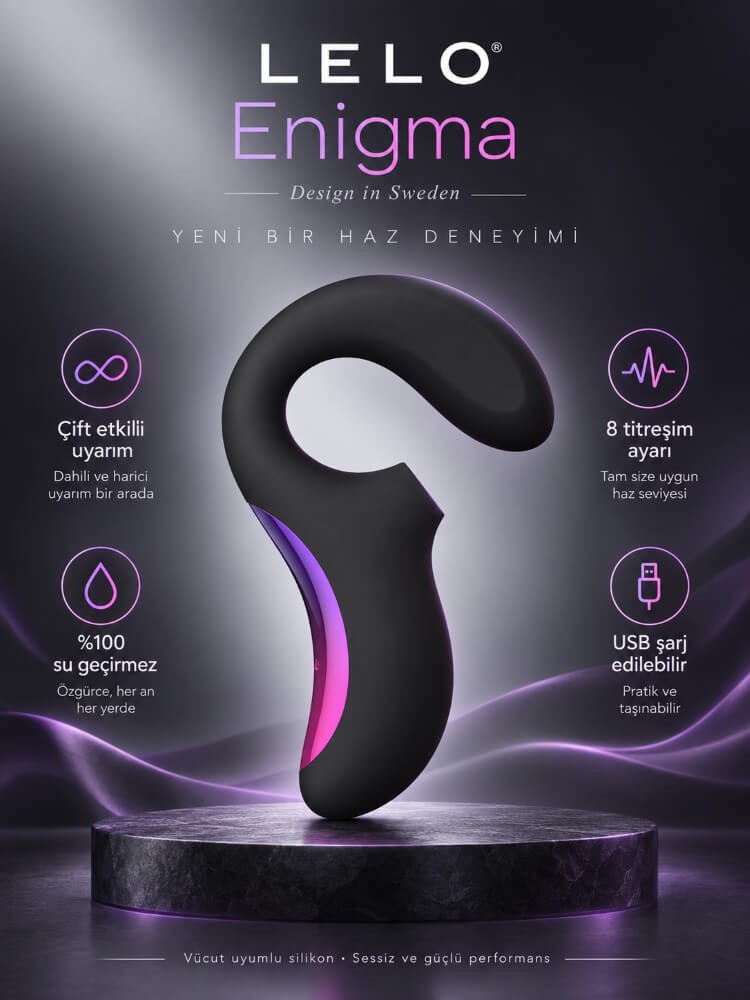 Lelo - Enigma Black Emiş Yapabilen Çift Etkili Ultra Lüks Siyah Masaj Aleti Vibratör