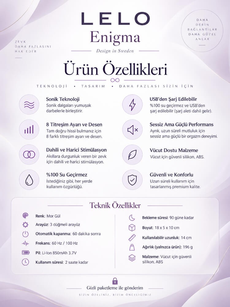 Lelo - Enigma Deep Rose Emiş Yapabilen Çift Etkili Ultra Lüks Masaj Aleti Vibratör