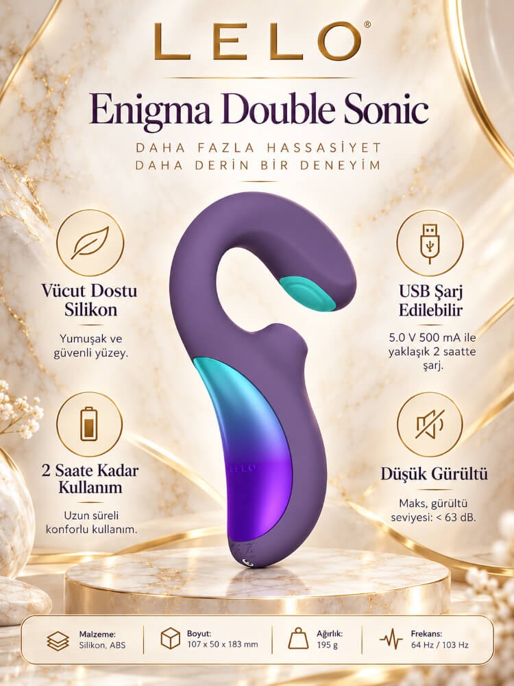 Lelo Enigma Double Sonic Cyber Purple Klitoris Uyarıcı G Spot Vibratör