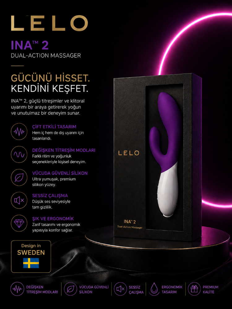 Lelo İna Wave 2 Plum G-Bölgesi ve Klitoris Uyarıcı Çift Motorlu Titreşimli Premıum Rabbit Vibratör
