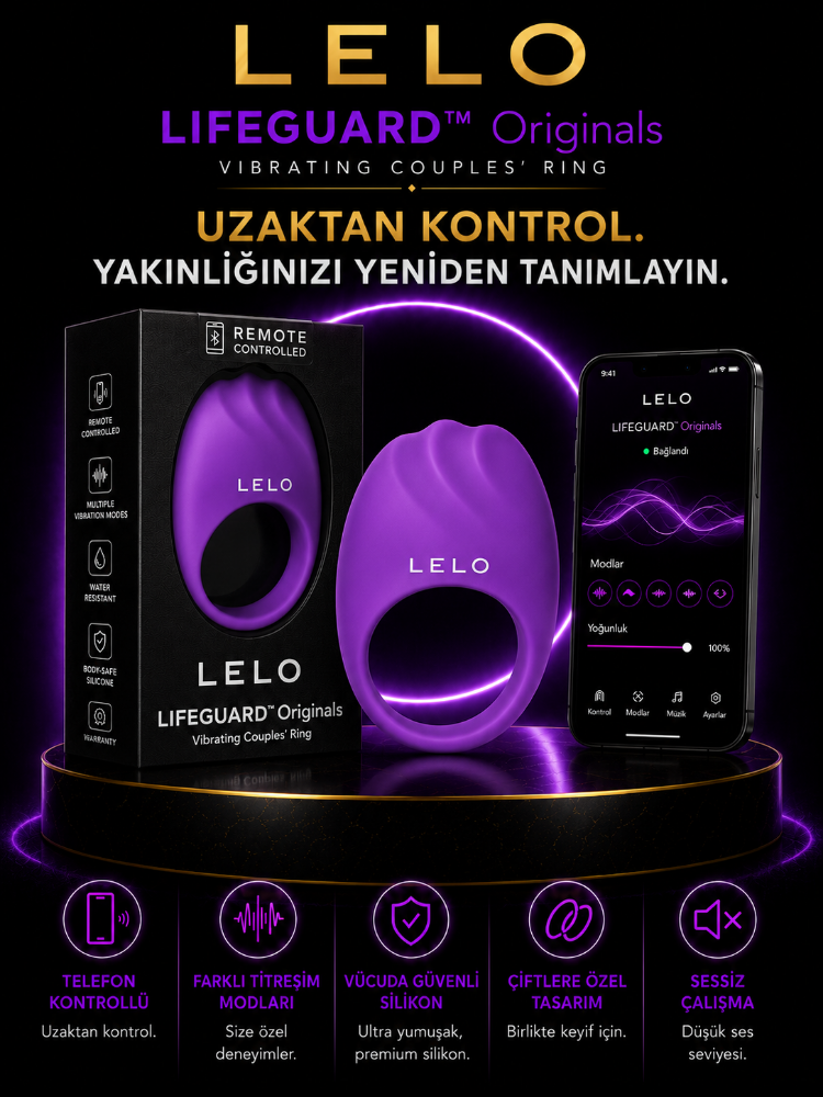 LELO Lifeguard Originals Telefon Kontrollü Titreşimli Penis Halkası