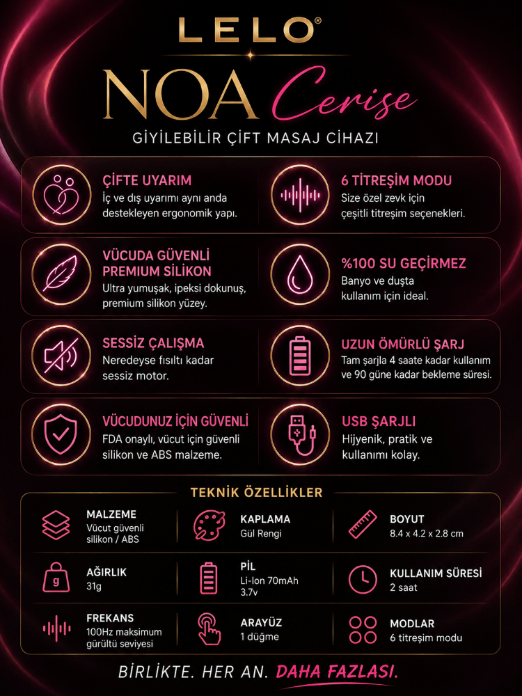 Lelo Noa Cerise Premıum Çiftlere Özel Giyilebilir Vibratör